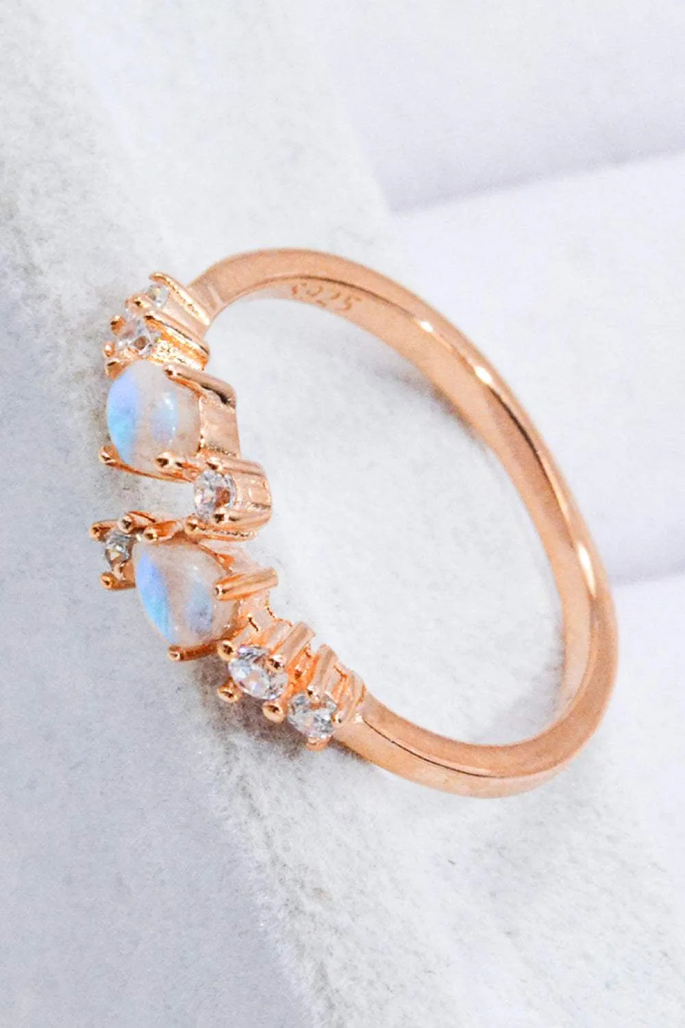 Natural Moonstone and Zircon Open Ring Moonstone - Tophatter Daily Deals